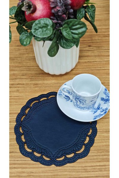 bilenkoza Leather Supla, Tea and Coffee Coasters Set of 2 Navy Blue