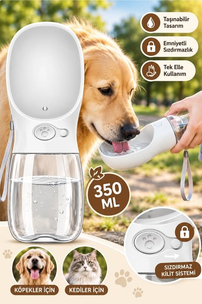 İndirimKap Taşınabilir Kedi Köpek Suluğu Seyahat Su Şişesi Kaseli Emniyetli S...