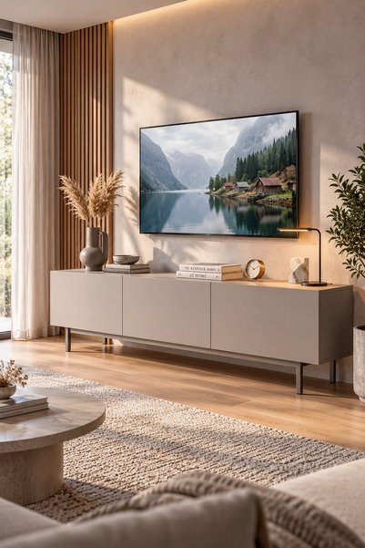 Yurudesign Coast Tv Ünitesi Sehpası 3 Kapaklı Ahşap Ayaklı 180cm Kumsal CO1-CO
