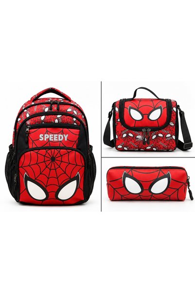 CAKARD Speedy Spider Web Patterned 3-Piece Primary School School Bag Set – Ba...