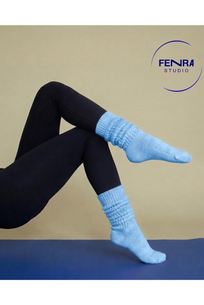 FENRA STUDIO Slouch Oversize Cotton Women's Aerobic Sports Pilates Blue Leggi...