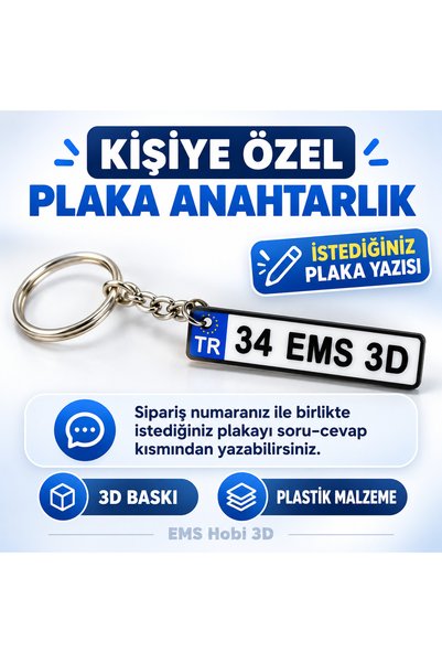 next3d Kişiye Özel Plaka Anahtarlık