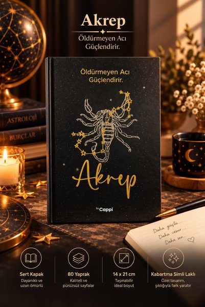 BY CAPPİ Burç Defter 14*20 Sert Kapak Çizgili Kabartmalı Defter