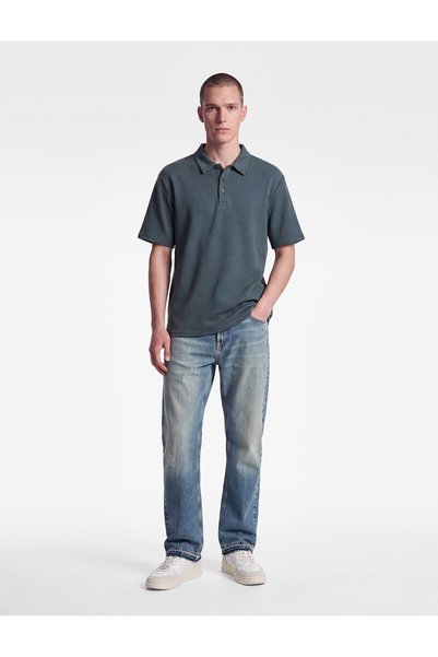 Koton Cotton Waffle Textured Regular Fit Short Sleeve Buttoned Polo Collar T-...