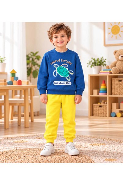 krm kerem bebe طقم أطفال 2 قطعة من القطن بنسبة 100% بنمط السلحفاة مناسب لرياض...