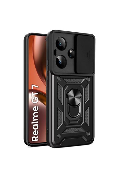 Aiyando Husa pentru Realme GT 7 Ring Armor Kickstand Tough Rugged Cover cu pr...