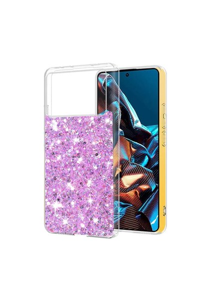 Aiyando Husa pentru Poco X6 Pro cu sclipici Liquid Crystal Glitter magenta