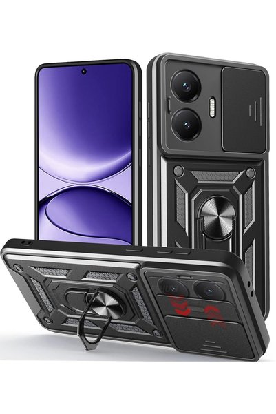 Aiyando Husa pentru Poco F7 Ring Armor Kickstand Tough Rugged Cover cu protec...