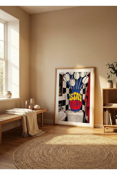 KEYFHOME Stay Fresh Poster pentru pictură pe perete din MDF cu cadru din lemn...
