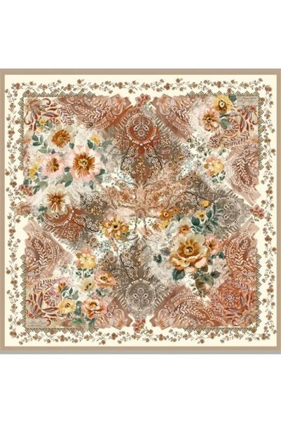 LA BOUTIQUE Saf Sura Silk 2854 05 Ecru - Salmon Ethnic Pattern