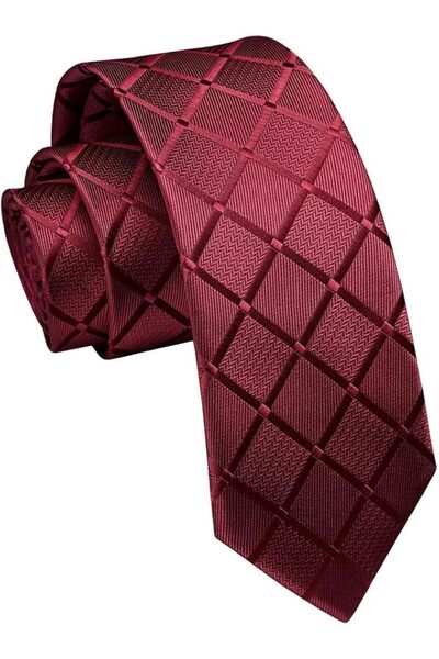 bolivia's Men Tie, Slim Fit Textured Pattern Neckwear, Durable Handmade Quali...