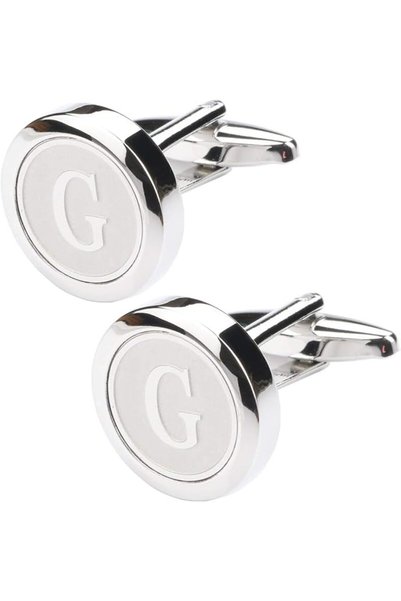 GENERAL Mens Classic Stainless Steel Initial Cufflinks 26 Alphabet Initial Le...