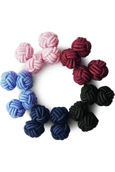 Honeybadger أزرار أكمام حريرية على شكل فيونكة من HONEY BEAR، 5 أزواج للرجال/ا...