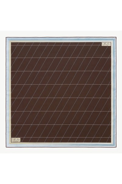 LA BOUTIQUE Sura Pure Silk Scarf 2484 04 Coffee Line Pattern