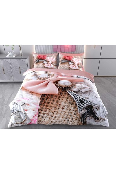Romans Wicker Eiffel 3D Printed Double Duvet Cover Set