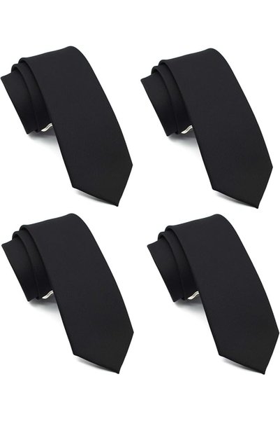 ZENXUS Skinny Solid Ties for Men, 2.5 inch Slim Plain Neckties 4-Pack