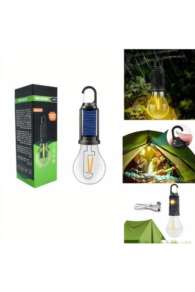 More Lampă portabilă de 19 cm, impermeabilă, cu încărcare solară și USB, pent...