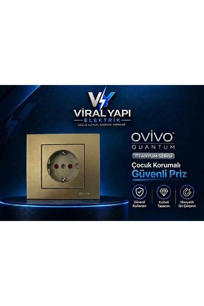 OVİVO Grano Titanyum çocuk korumalı topraklı priz