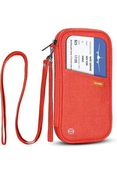 jiemei محفظة جوازات سفر عائلية بتقنية RFID مقاومة للماء، حقيبة منظم وثائق السفر