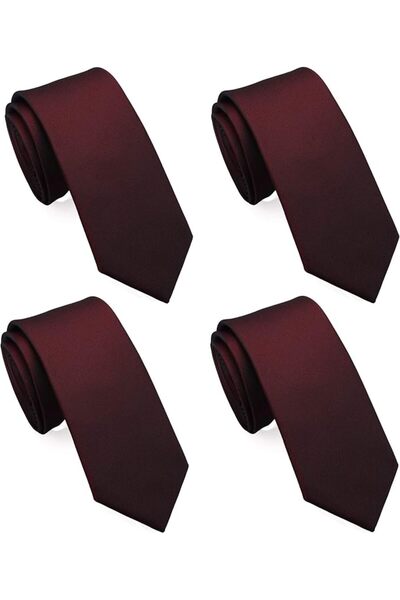 ZENXUS Skinny Solid Ties for Men, 2.5 inch Slim Plain Neckties 4-Pack
