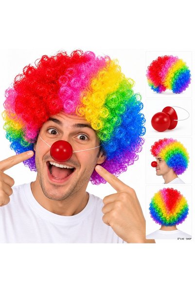 ZERO LAND Ilkestor Colorful Bonus Hair and Elastic Plastic Red (194552) Nose Set