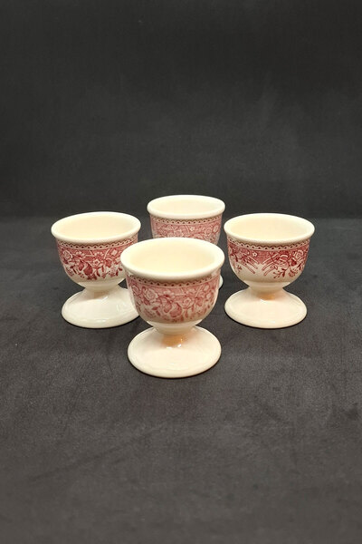 ABBETC Red Fasan Porcelain 4 Pieces Vintage Egg Cups