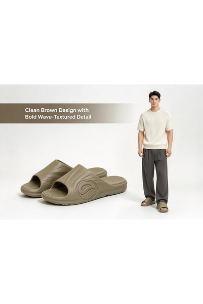 Huanhuan Shoe صنادل رجالية ذات نعل سميك من قطعة واحدة؛ شباشب صيفية عصرية مضاد...