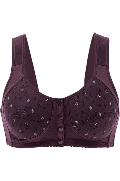 Dress Cici Front Open Bra for Elderly, Non-Padded Cotton Nursing Bra, Pull-On...