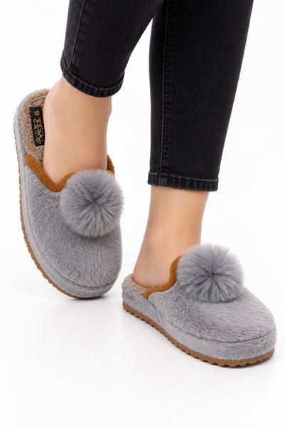 Jagulep Women's Warm Plush House Slippers Gray