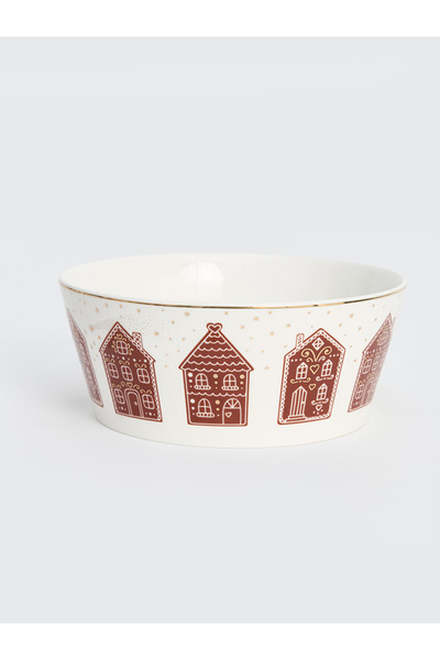 LC Waikiki Renkli̇mağazadan Lcw Home Ecru New Year Themed Porcelain Bowl