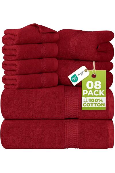 Utopia Towels طقم مناشف فاخر من 8 قطع، 2 منشفة استحمام، 2 منشفة يد، و4 مناشف ...