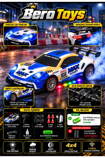 Online 4x4 Drift Atan Uzaktan Kumandalı RC Yarış Arabası – Kol Saati ve Kuman...