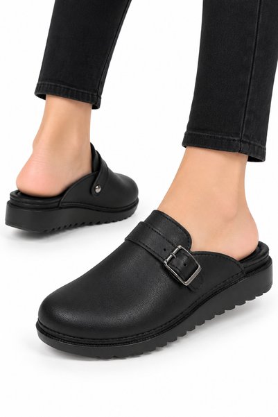 Jagulep Women's Padded Sole Comfort Home & Outdoor Slippers Black