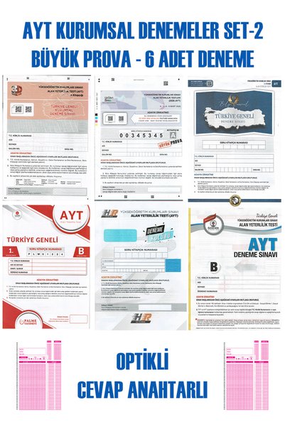 Üç Dört Beş Yayıncılık AYT Kurumsal Denemeler Karma Set-2 BÜYÜK PROVA (Bilgi Sarmal 3D ÜçDörtBeş 345 Özdebir Hız ve Renk Paraf) - Optikli