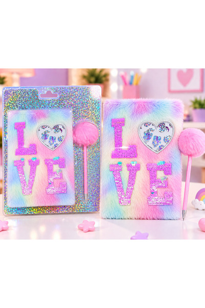 MAX PLUS Комплект „Cuties Candy“ с плюш дневник и химикалка с помпон – със зв...