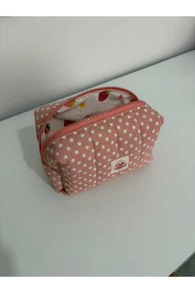 BN ÇAKİ Bubbles Makeup Bag with Strawberry Lining - Medium Size