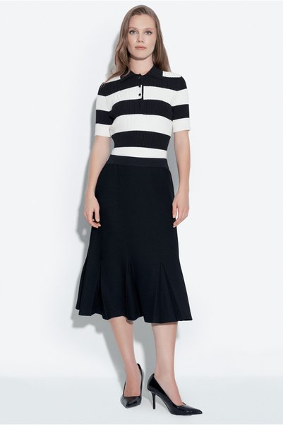 Naramaxx Pleated Detailed Midi Knit Skirt