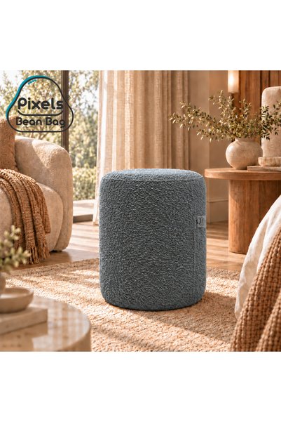 PixelsBeanBag مقعد عثماني دائري كبير قماش بوكليه من بكسل بين باج، لغرفة المعي...