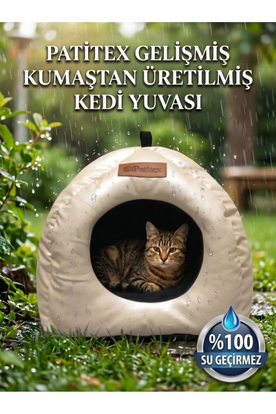 PATİTEX %100 Su Geçirmez Kedi Yuvası - Yağmura Dayanıklı Dış Mekan Kedi Yatağ...