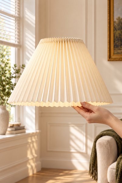 EvLight Umbrella Pileli Krem Yedek Lambader Başlığı