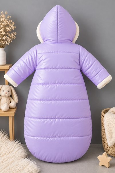 DeKuBaby Yeni Sezon İçi Welsoft Kürklü Kapüşonlu Yeni Doğan Bebek Kundak - Tulum Mont