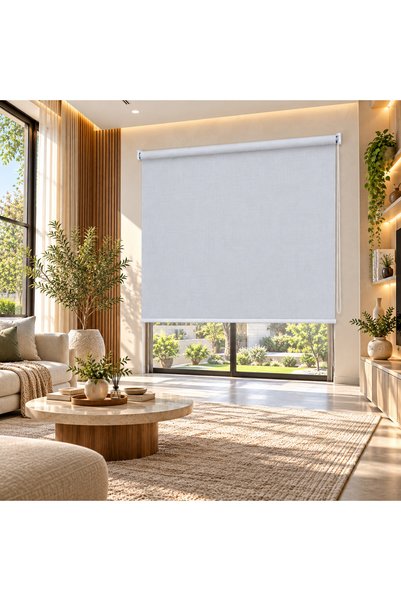 IN HOME STORE ستارة رول سادة مقاس 180*200 SH202 WHITE GREY