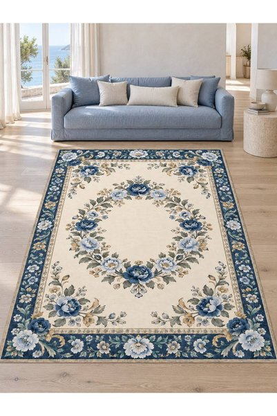 YTR HOME Dijital Baskı Yıkanabilir Kaymaz Taban Dekoratif Salon Mutfak Halısı...