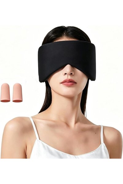 TRASSLE قناع نوم، قناع عين للنوم مع إمكانية تعديل مسند الرأس، قناع عين معتم ل...