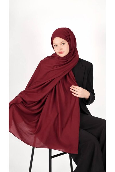 Pamuklu Düz Yüksek Kalite Şal Bordo