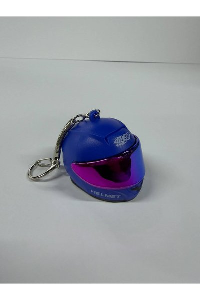 Generic Brand سلسلة مفاتيح خفيفة الوزن للدراجات النارية مع ضوء LED، تصميم خوذ...