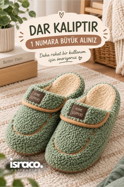 israco Patterned Plush Non-Slip Lightweight Sole Furry Slippers Home Slippers...