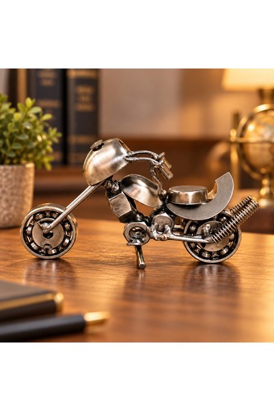 hediyeconcepti Metal Chopper Motorcycle Figurine Decorative Vintage Engine Mo...