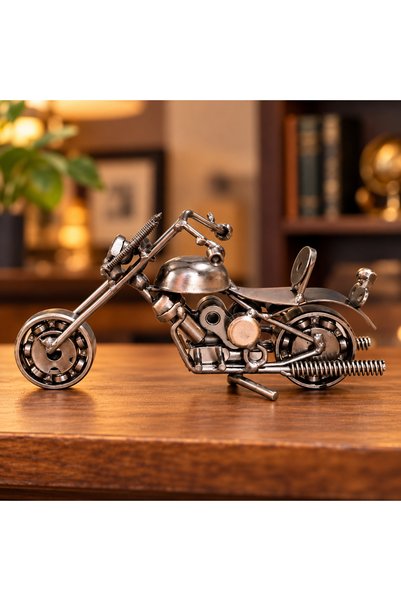 hediyeconcepti Metal Chopper Motorcycle Figurine Decorative Vintage Engine Mo...