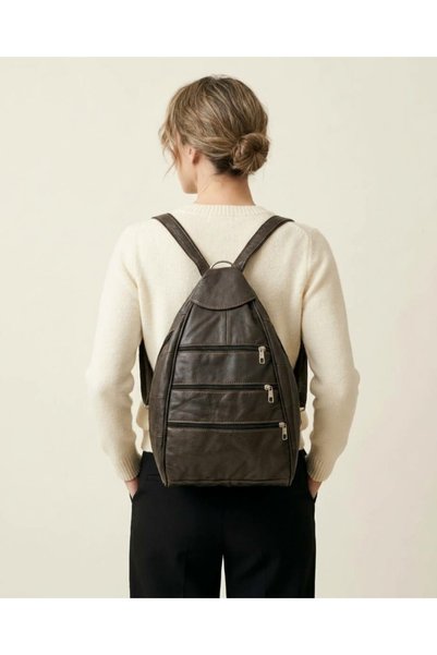 Latife Genuine Leather Multi-Compartment Women's Backpack Multi-Functional Strap Shoulder Bag